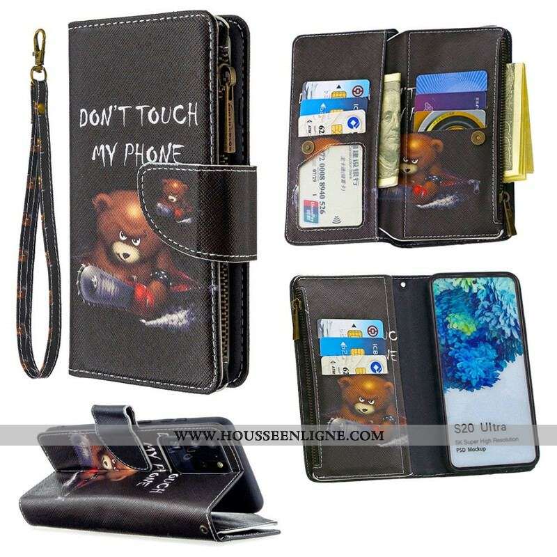 Housse Samsung Galaxy S20 Ultra Poche Zippée Ours