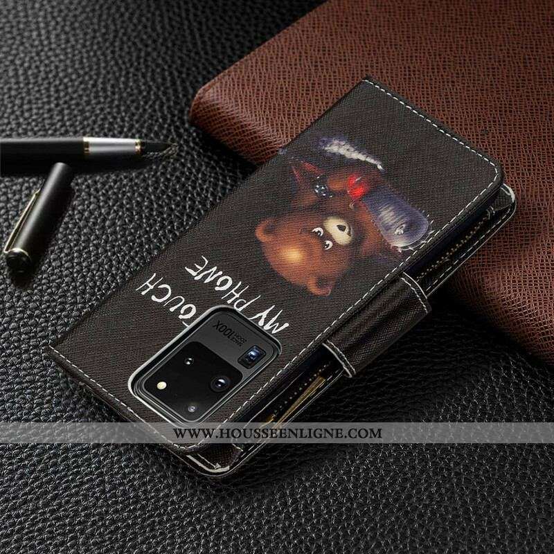 Housse Samsung Galaxy S20 Ultra Poche Zippée Ours