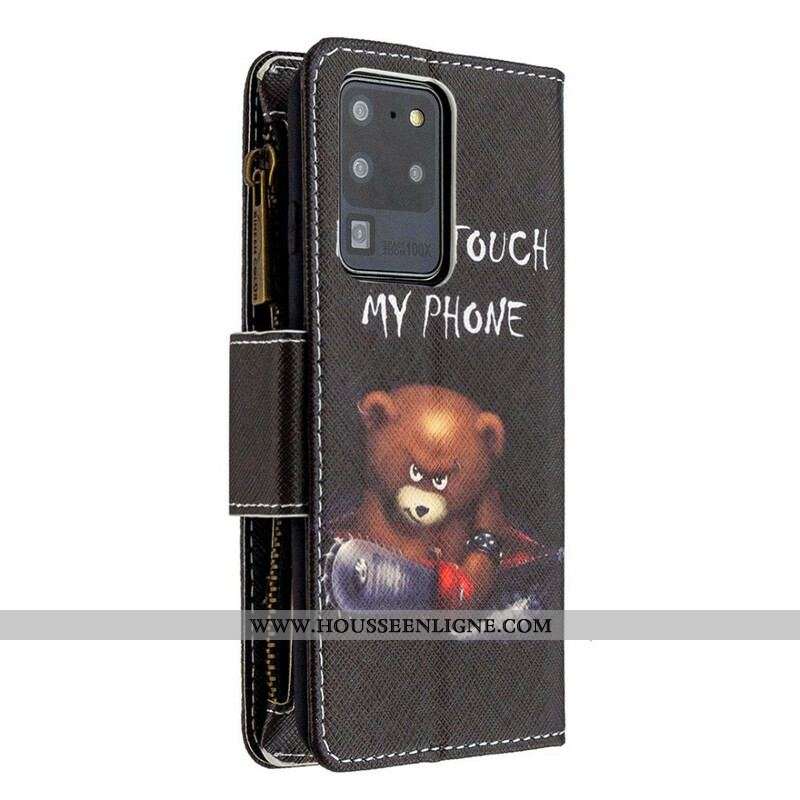 Housse Samsung Galaxy S20 Ultra Poche Zippée Ours