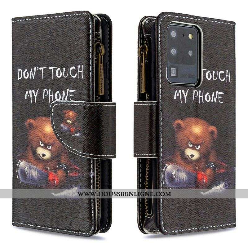 Housse Samsung Galaxy S20 Ultra Poche Zippée Ours