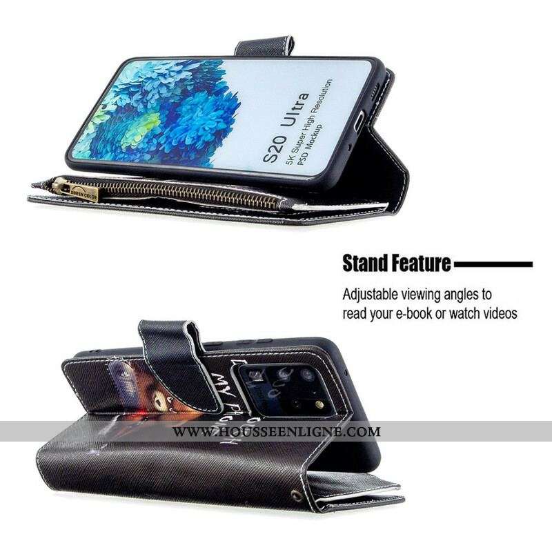 Housse Samsung Galaxy S20 Ultra Poche Zippée Ours