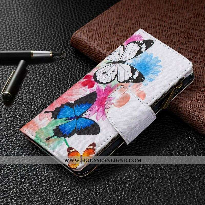 Housse Samsung Galaxy S20 Ultra Poche Zippée Papillons