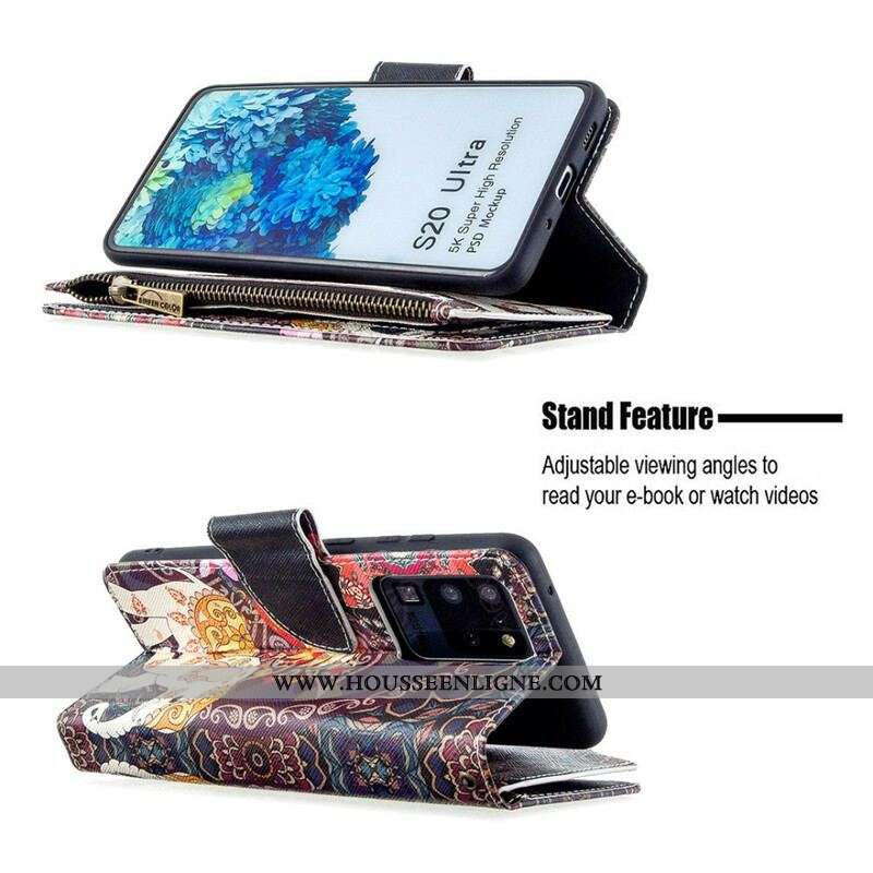 Housse Samsung Galaxy S20 Ultra Poche Zippée Éléphant