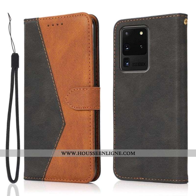 Housse Samsung Galaxy S20 Ultra Simili Cuir Bicolore Triangle