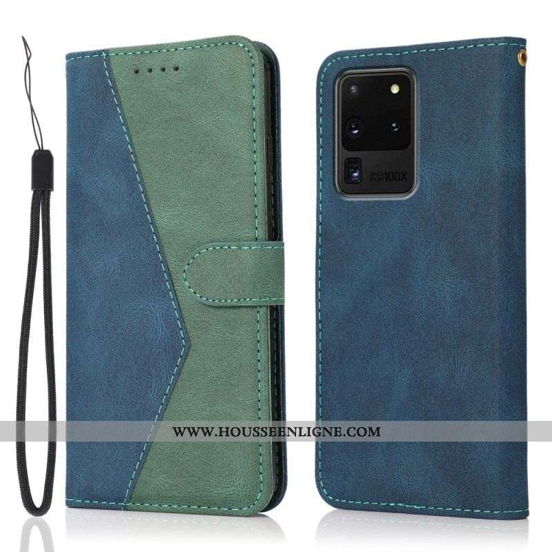 Housse Samsung Galaxy S20 Ultra Simili Cuir Bicolore Triangle