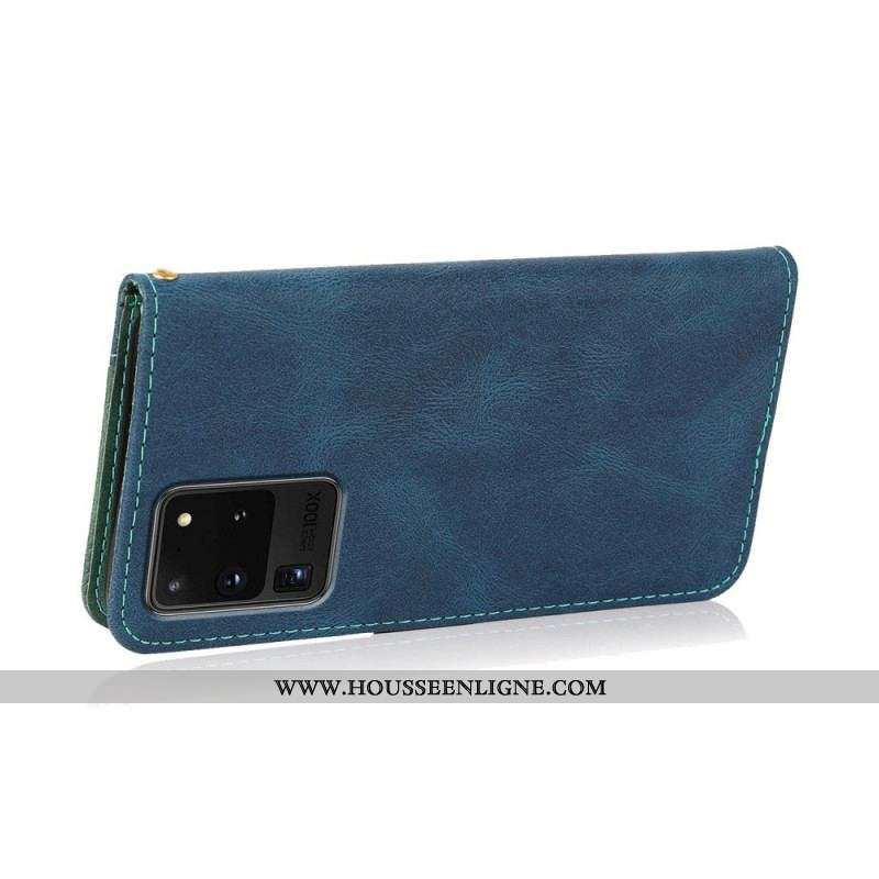 Housse Samsung Galaxy S20 Ultra Simili Cuir Bicolore Triangle