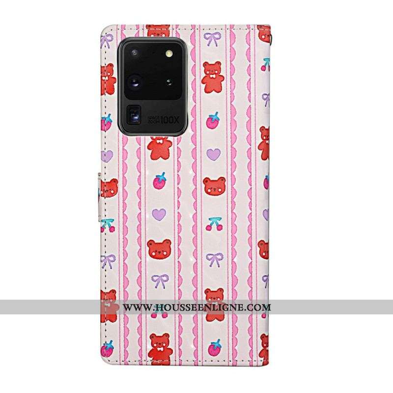 Housse Samsung Galaxy S20 Ultra à Lanière Ajustable Oursons
