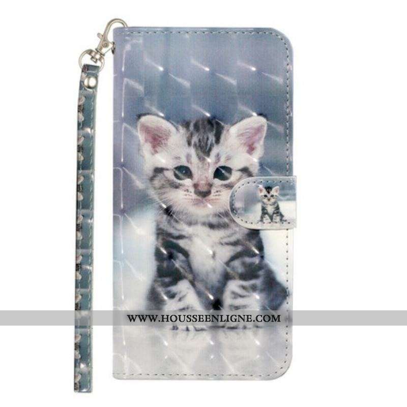 Housse Samsung Galaxy S21 5G Chaton Light Spots à Lanière