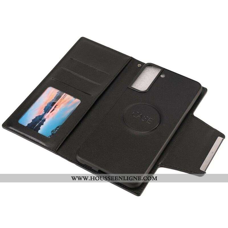 Housse Samsung Galaxy S21 5G Coque Détachable Fermoir Argenté