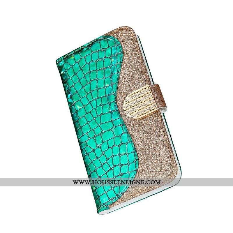 Housse Samsung Galaxy S21 5G Croco Diamants
