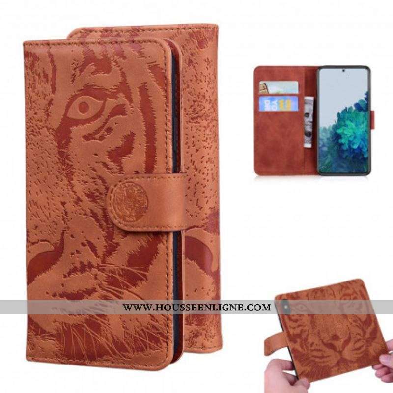 Housse Samsung Galaxy S21 5G Empreinte Face de Tigre