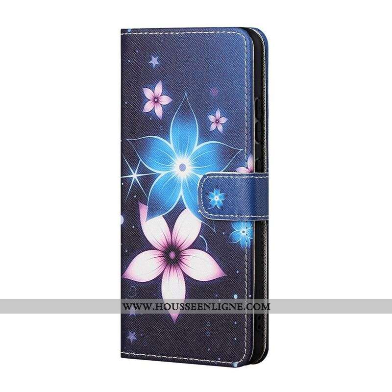 Housse Samsung Galaxy S21 5G Fleurs Lunaires à Lanière