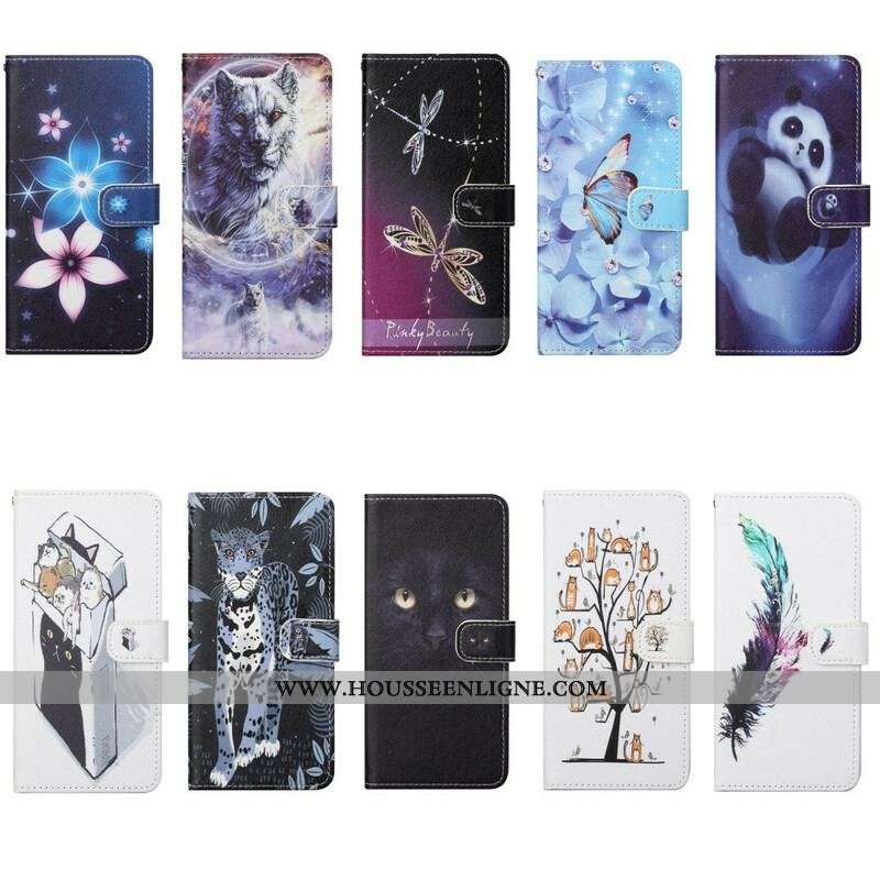 Housse Samsung Galaxy S21 5G Fleurs Lunaires à Lanière