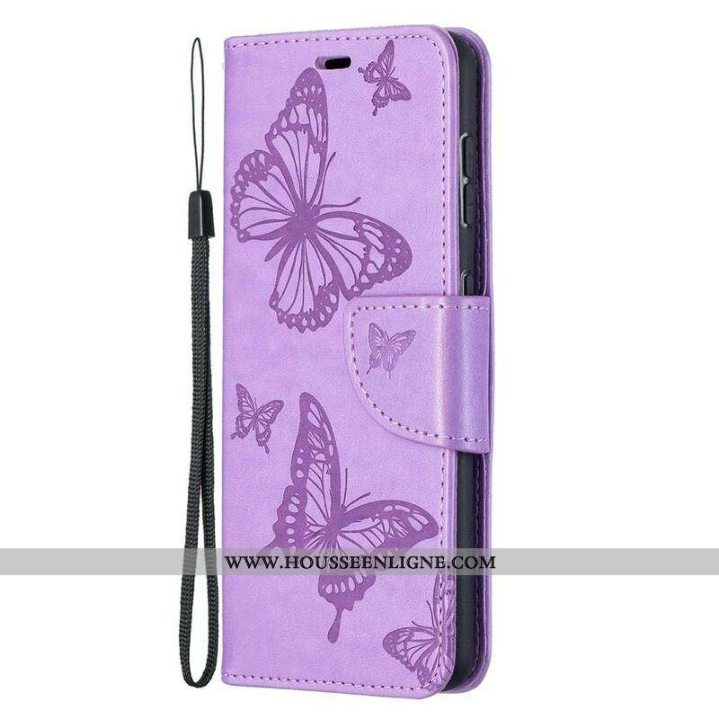 Housse Samsung Galaxy S21 5G Les Papillons en Vol avec Lanière