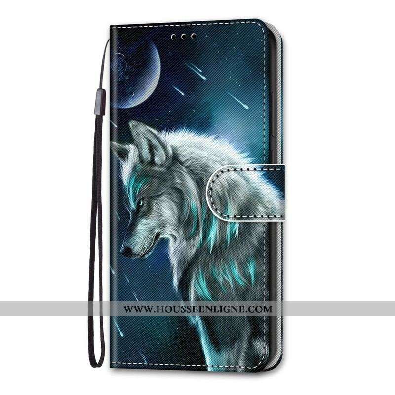 Housse Samsung Galaxy S21 5G Loup Sous une Pluie d'Étoiles