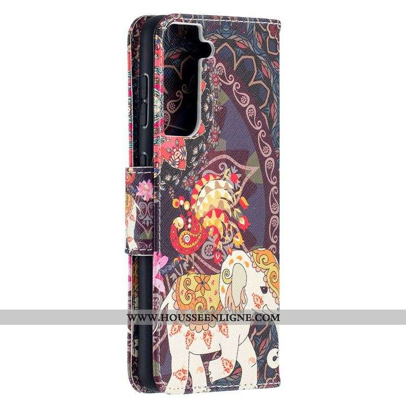 Housse Samsung Galaxy S21 5G Mandala Éléphants Ethniques