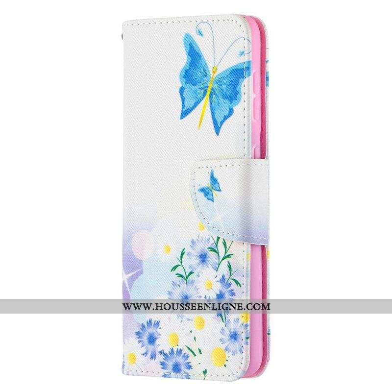 Housse Samsung Galaxy S21 5G Papillons et Fleurs Peints