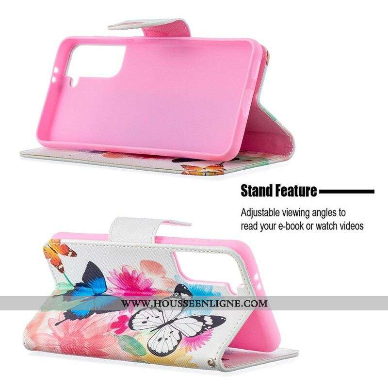 Housse Samsung Galaxy S21 5G Papillons et Fleurs Peints