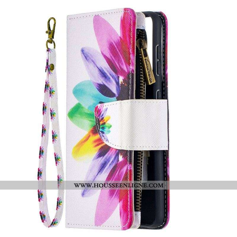 Housse Samsung Galaxy S21 5G Poche Zippée Fleur