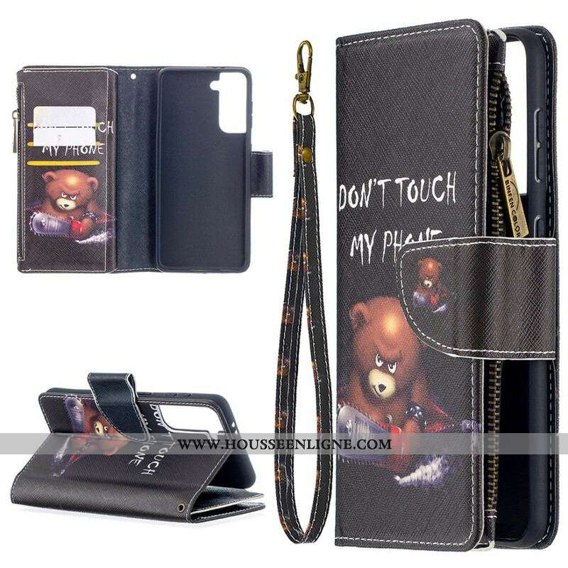 Housse Samsung Galaxy S21 5G Poche Zippée Ours