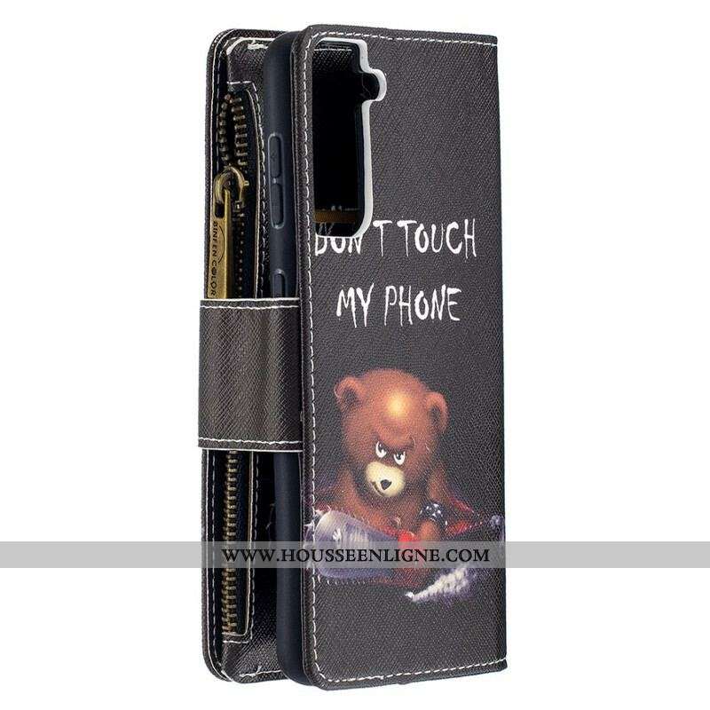 Housse Samsung Galaxy S21 5G Poche Zippée Ours