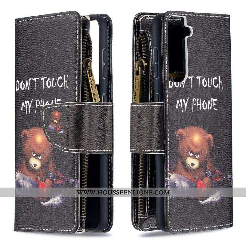 Housse Samsung Galaxy S21 5G Poche Zippée Ours