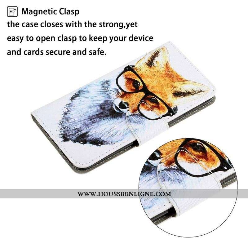 Housse Samsung Galaxy S21 5G Renard Intello à Lanière