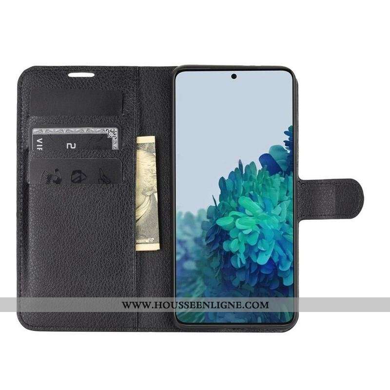 Housse Samsung Galaxy S21 5G Simili Cuir Litchi Classique