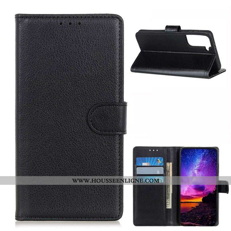 Housse Samsung Galaxy S21 5G Simili Cuir Litchi Traditionnel
