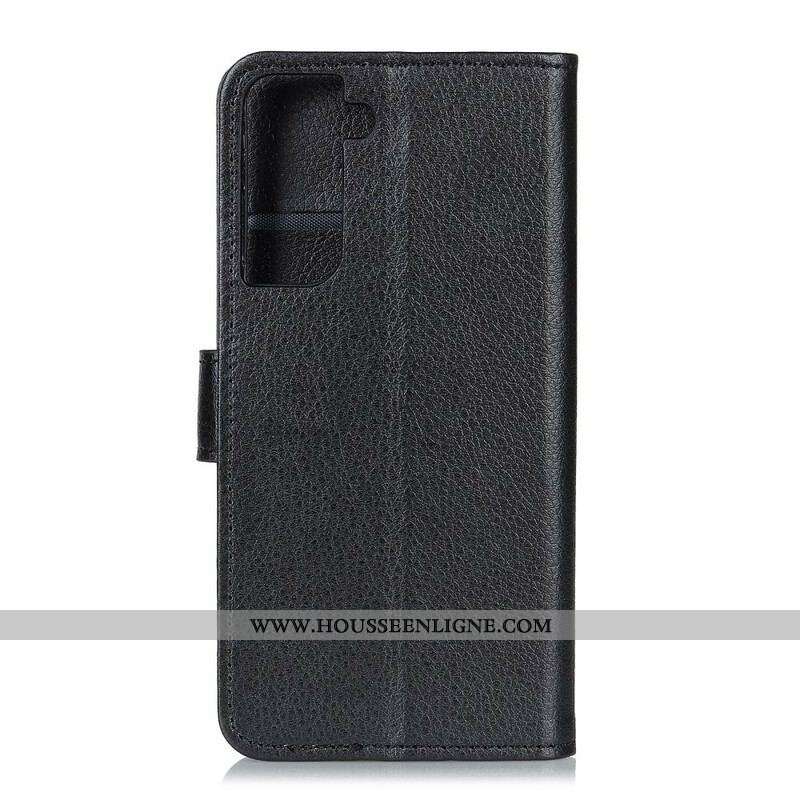 Housse Samsung Galaxy S21 5G Simili Cuir Litchi Traditionnel