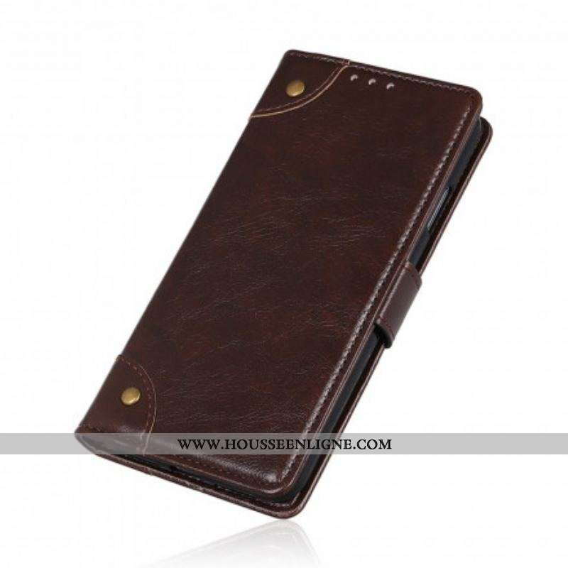 Housse Samsung Galaxy S21 5G Style Cuir Nappa Rivets Vintage