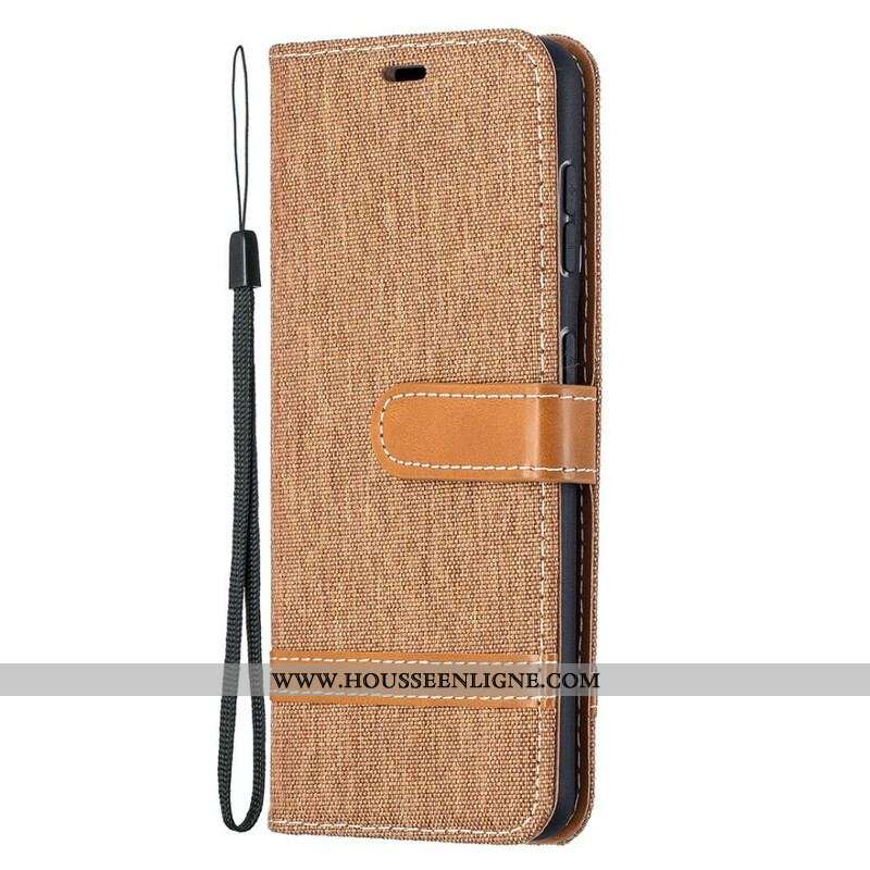 Housse Samsung Galaxy S21 5G Tissu et Effet Cuir à Lanière