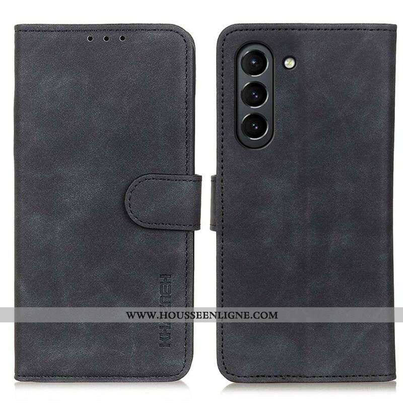 Housse Samsung Galaxy S21 FE Effet Cuir Vintage KHAZNEH