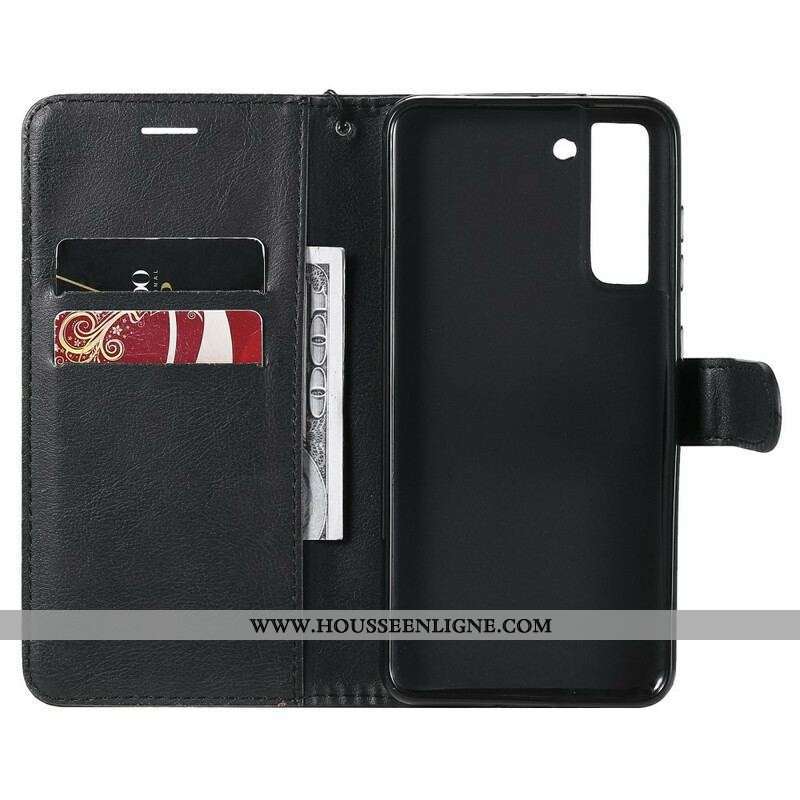 Housse Samsung Galaxy S21 FE Effet Cuir à Lanière