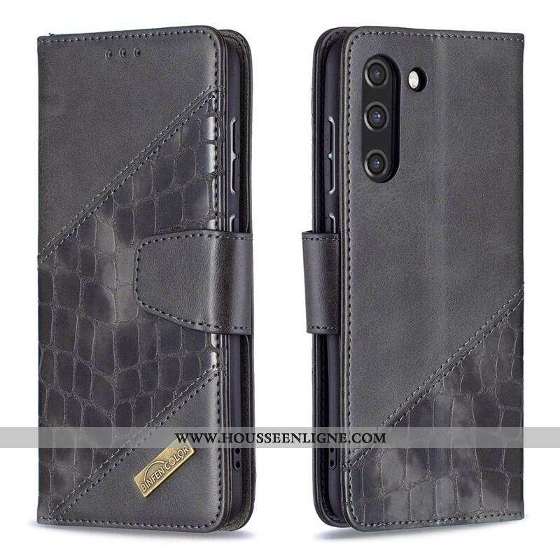 Housse Samsung Galaxy S21 FE Effet Peau de Crocodile Classique