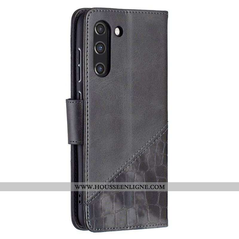 Housse Samsung Galaxy S21 FE Effet Peau de Crocodile Classique