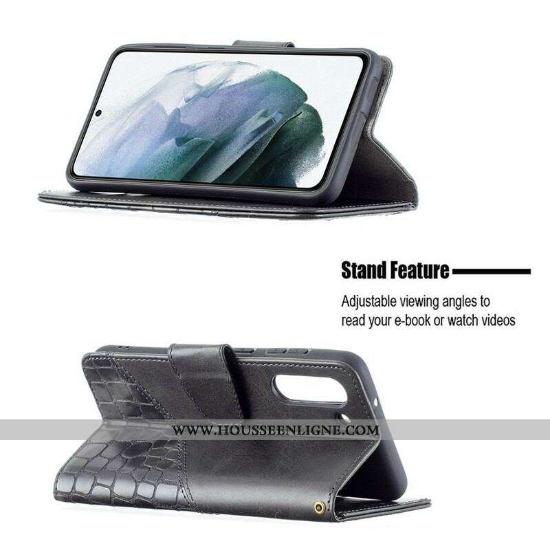 Housse Samsung Galaxy S21 FE Effet Peau de Crocodile Classique