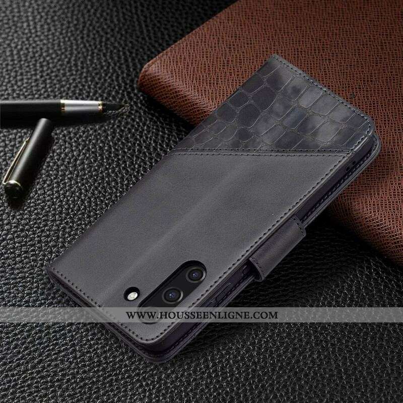 Housse Samsung Galaxy S21 FE Effet Peau de Crocodile Classique