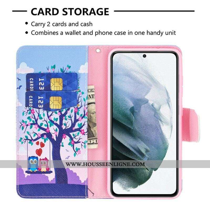 Housse Samsung Galaxy S21 FE Hiboux Sur La Balançoire