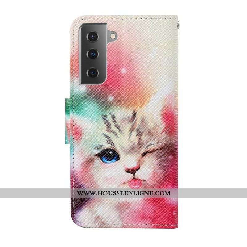 Housse Samsung Galaxy S21 FE Histoires de Chat avec Lanière