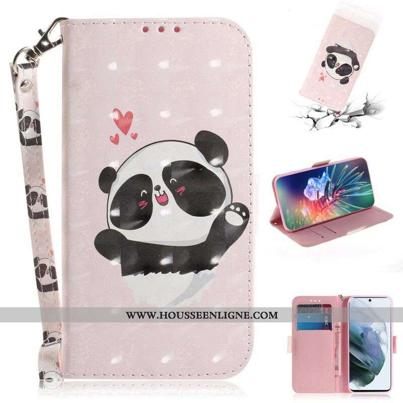 Housse Samsung Galaxy S21 FE Panda Love à Lanière