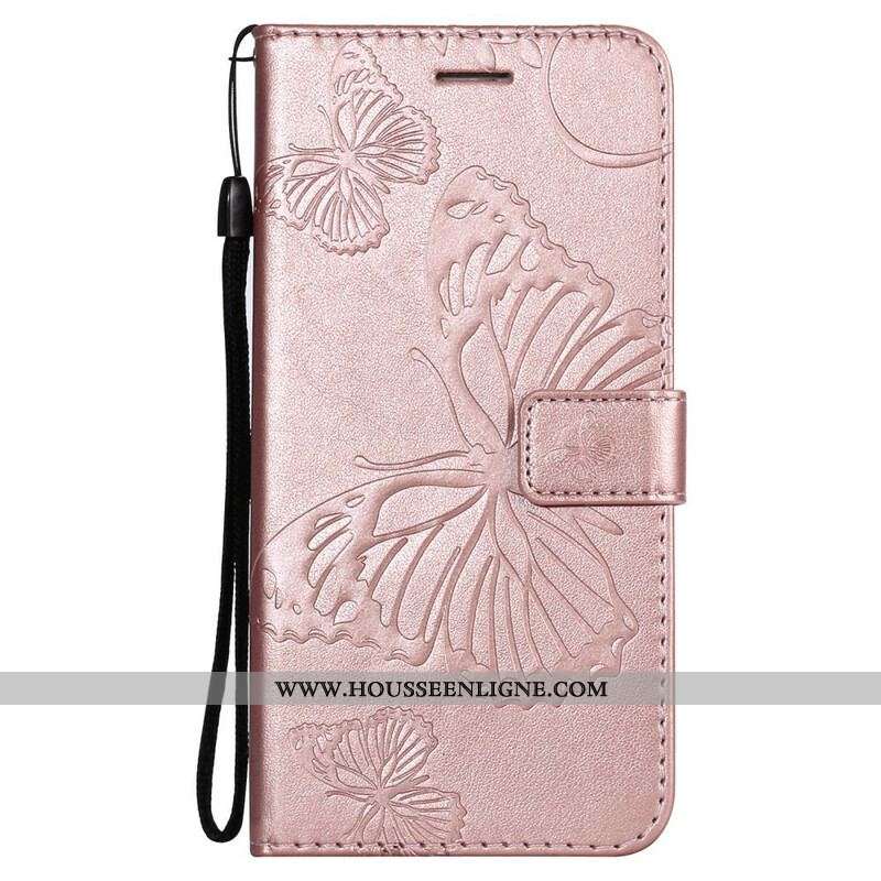 Housse Samsung Galaxy S21 FE Papillons Géants à Lanière