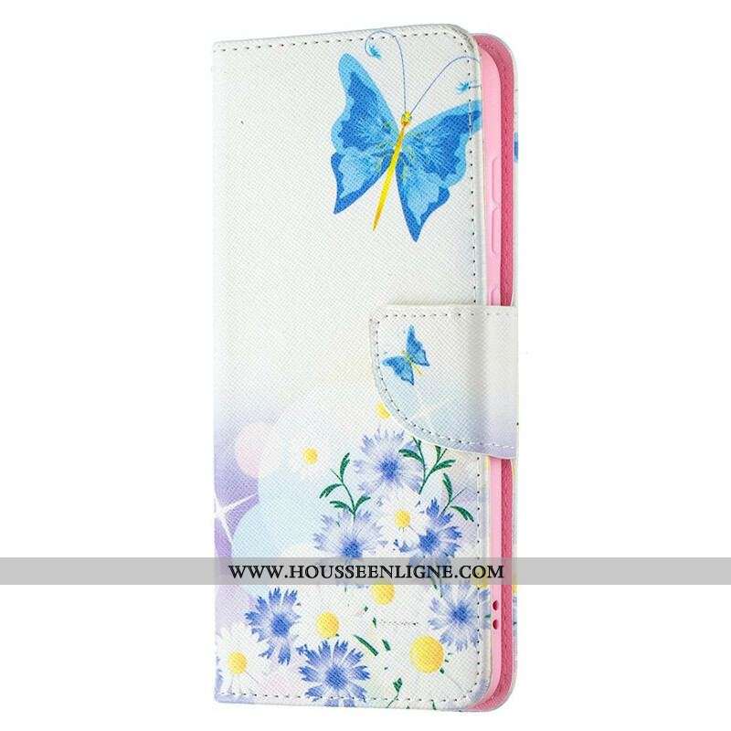 Housse Samsung Galaxy S21 FE Papillons et Fleurs Peints