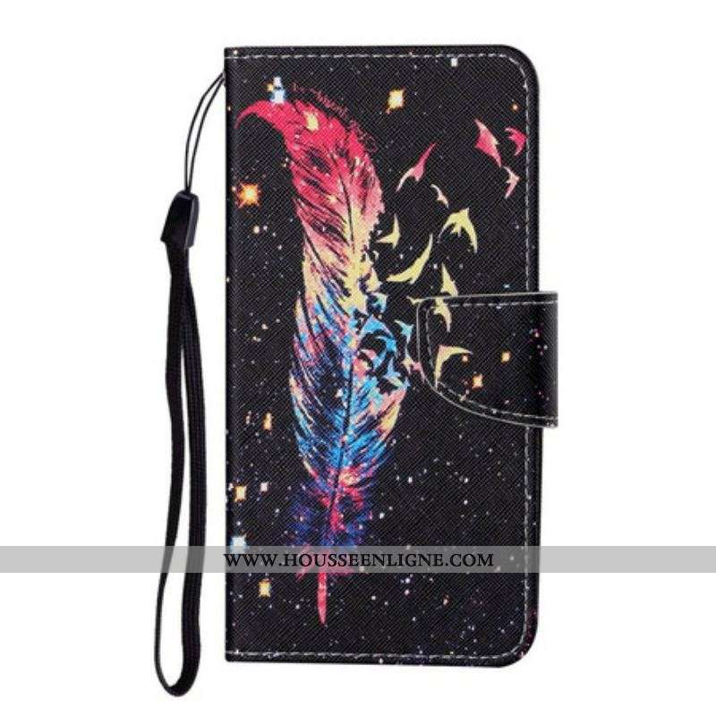 Housse Samsung Galaxy S21 FE Plume Colorée à Lanière