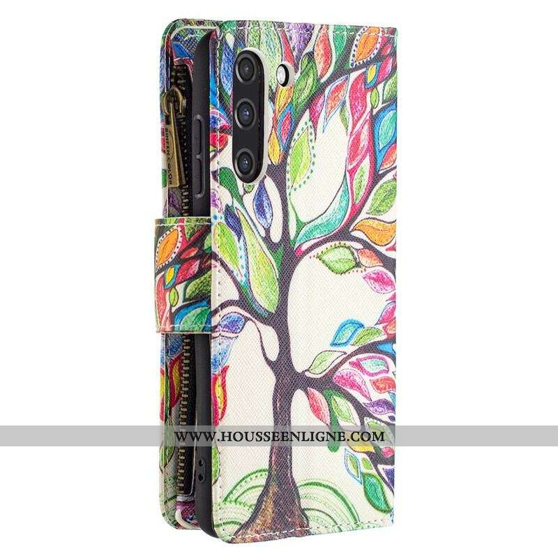 Housse Samsung Galaxy S21 FE Poche Zippée Arbre