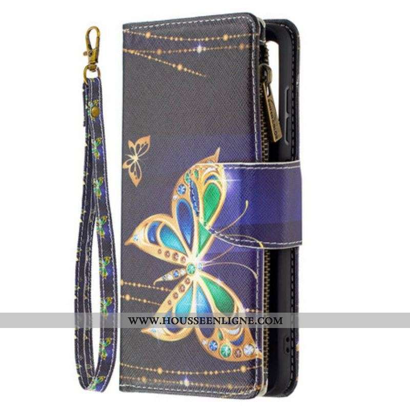 Housse Samsung Galaxy S21 FE Poche Zippée Papillons