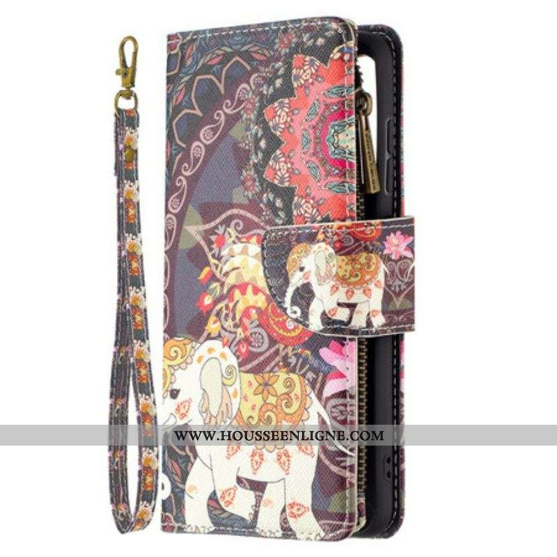 Housse Samsung Galaxy S21 FE Poche Zippée Éléphant