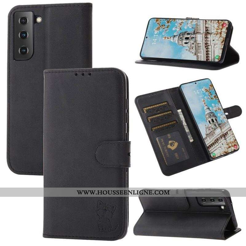 Housse Samsung Galaxy S21 FE Simili Cuir Chaton