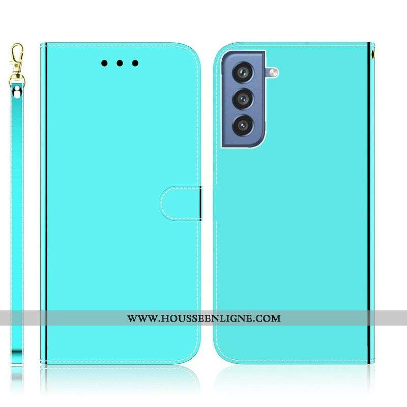 Housse Samsung Galaxy S21 FE Simili Cuir Couverture MIroir