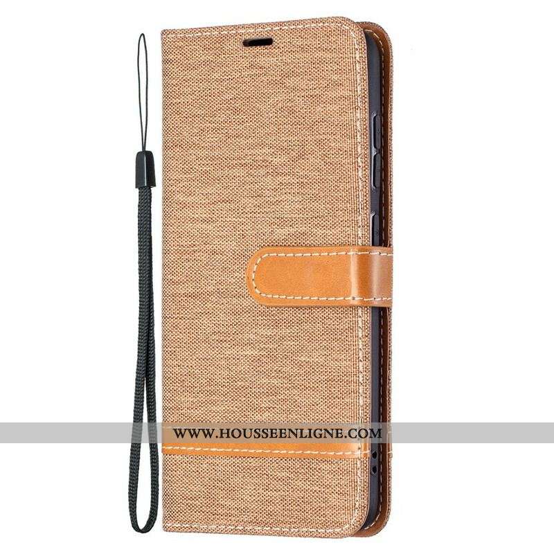 Housse Samsung Galaxy S21 FE Tissu et Effet Cuir à Lanière